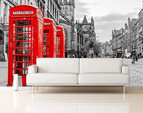 Fotomural Vinilo Pared Cabina Teléfonos Londres | Fotomurales pared | Fotomural Decorativo | Vinilo Decorativo | Varias Medidas 350 x 250 cm | Decoración comedores salones | Motivos Paisajisticos