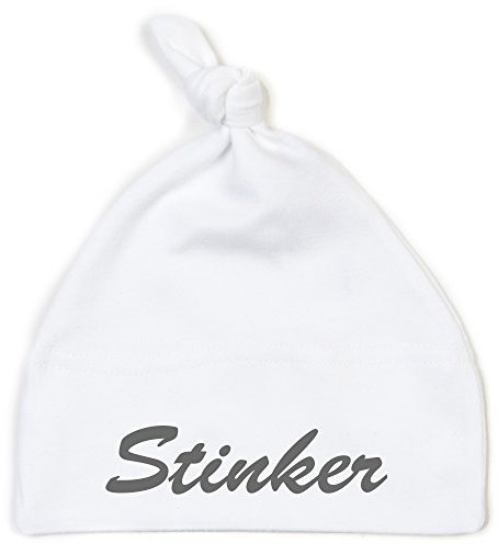 Schnoschi Babymütze in Weiss mit Stinker hochwertig Bestickt/gestickt