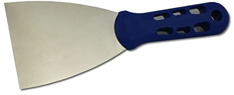 DEWEPRO Gipsspachtel 80 mm aus Edelstahl 0,7 mm – breiter Malerspachtel für Gips, Fugen und Reparaturen – Spachtelwerkzeug mit ergonomischem Kunststoffgriff für Renovierung und Innenausbau