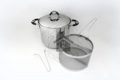 SET 6 PEZZI PENTOLA PASTAIOLA SPAGHETTIERA MULTICOTTURA cm. 24 CON DOPPIO CESTELLO CUOCI PASTA VERDURA ACCIAIO INOX
