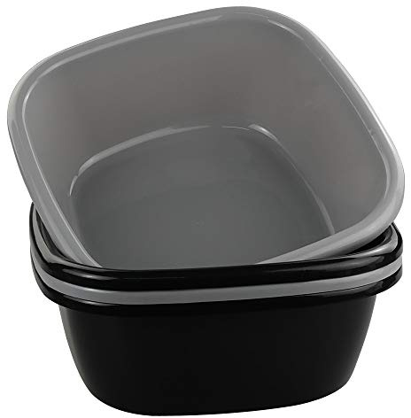 Vababa 12 Quart Plastic Wash Basin, Dishpan for Kitchen Sink, Pack for 4