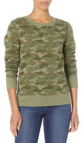 Amazon Essentials Pull à Col Rond en Polaire (Disponible en Grandes Tailles) Femme, Vert Camouflage, L