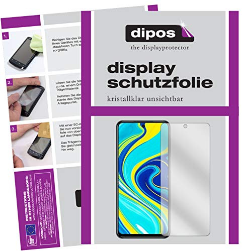 dipos I Protector de Pantalla Compatible con Xiaomi Redmi Note 9 Pro pelicula Protectora Claro