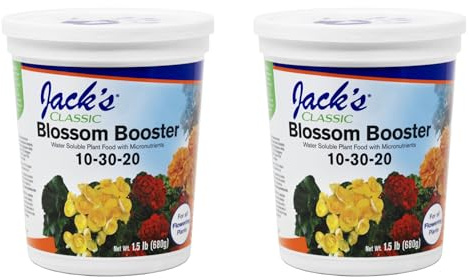 Jack's Classic 10-30-20 Blossom Booster Water-Soluble Fertilizer with Micronutrients for Increasing Color and Quantity of Blooms in Flowering Plants, 1.5lbs, 2 Pack