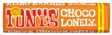 TONY'S CHOCOLONELY - Vollmilchschokolade mit Karamell & Meersalz 47 g Riegel. Fairtrade Schokoriegel mit Karamellstückchen & Meersalz, ideal für unterwegs. Ohne Palmöl, hergestellt in Belgien