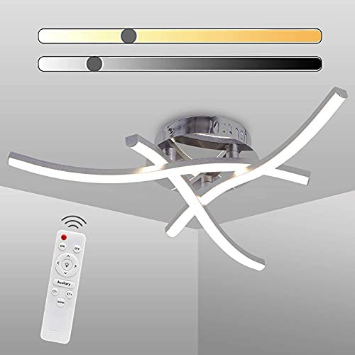 Miyawell LED Ceiling Light Dimmable Elegant Curved Design LED Ceiling Lamp 3 Built-in Boards 18W 1440lm Modern Metal Ceiling Lighting Fixture for Living Rooms Bedrooms