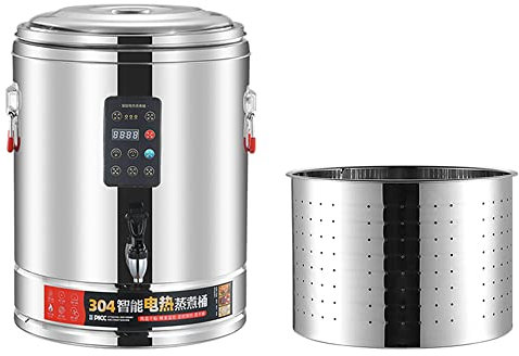 MNSSRN Seau d'ébullition en Acier Inoxydable, Distributeur d'eau Chaude café instantané électrique pour Les buffets avec Seau d'ébullition à température réglable,C,50L