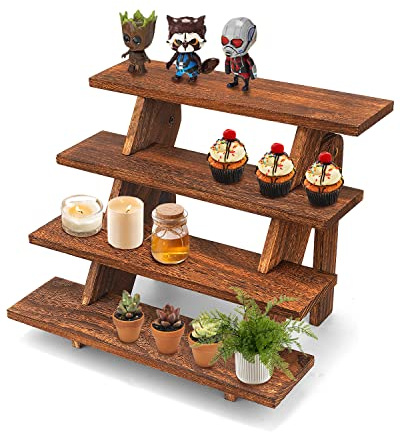 Manspdier Wooden Display Stand Wood Cupcake Stands Tool Free, Rustic Risers for Display Ideal Craft Funko Pop Shelves Table Display Stand for Vendors Wood Riser