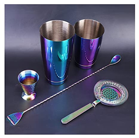 Coctelera para Cócteles Coctelera de cóctel Making Set Colorido Cocktail Shaker Bar Set Ponderado Boston Shakers, Colador de cócteles, Magic Jigger, Mezcling Cuchara Juego de cóctel ( Color : I )
