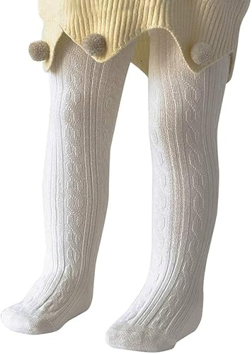Zando Medias para bebé niña de 0-4 años Medias de gateo para bebé Leggings de bebé Medias térmicas Niños Medias de ballet para niñas, Blanco, 0-6 meses