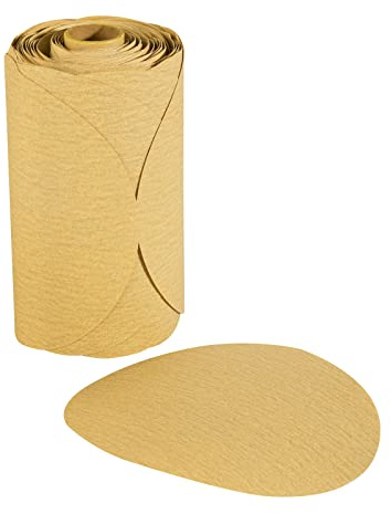 MIDO PROFESSIONAL ABRASIVE Gold PSA Sandpaper 6 Inch 100 PCS Sanding Discs 220 Grit Self Adhesive Stickyback Sandpaper Roll Aluminum Oxide Adhesive Backed Sandpaper for Wood, Metal, and Car Paint