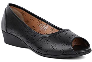 Bata Sarina Peeptoe Bailarinas para mujer, (6514041), negro, 4 UK