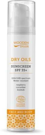 Wooden Spoon Crema Solar Orgánica SPF 35+ Cara & Cuerpo – Zinc Invisible, Sin Rastro Blanco, Antiedad, Hidratante, Hipoalergénica, Vegana – 100 ml