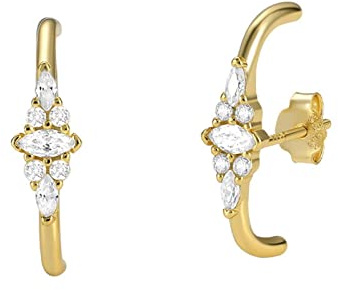 Homxi Boucles d Oreilles Femme Clous,Boucle Doreille Femme Argent Massif Fleur et Feuilles Zircone Cubique Boucles d'Oreilles Or
