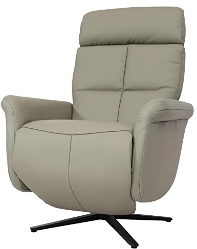 Mendler Relaxsessel HWC-L10 Voll-Leder - grau | Design Fernsehsessel, TV-Sessel, Liegesessel, Liegefunktion, drehbar