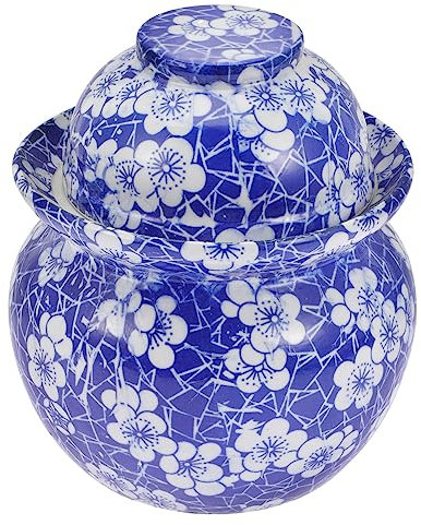 YARNOW Keramikg?rung Crocking Poting Pot: Traditionelle Chinesische Keramik Fermenting Gl? mit Wasserdichtung Airlock Deckel Steinzeug Fermenter für Kimchi Sauerkraut Pickles G?rtetes