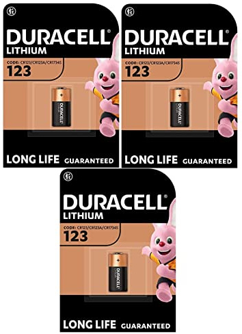 3X Duracell 123 Lithium Batteries (3 Blister Packs of 1 Battery) 3 Batteries (3)