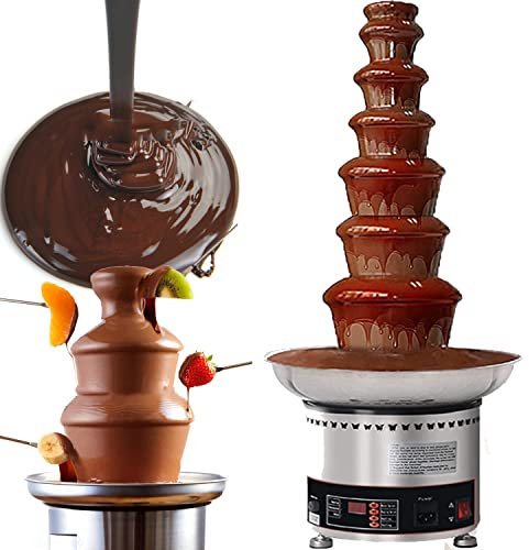 GBHJJ Catering Fuente de Chocolate eléctrica, Fuente de Chocolate de 4/5/6/7 Pisos - 300W, Torre de Acero Inoxidable de Altura, para Fiestas, Bodas, Eventos, Restaurantes,7Tier