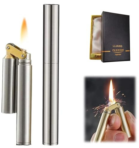 Fackel Feuerzeug Windproof Feuerzeug Nachfüllbar Einstellbare Jet Flamme Gun für Kerze Küche Grill BBQ Camping Schmuck Schweißen (Silber)