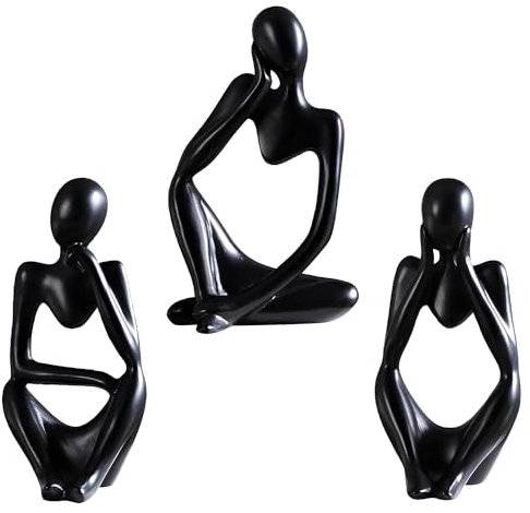 Wenrou 3 Stück Schwarze abstrakte Kunstskulptur, Modern Abstract Kunst Skulpturen Deko, Skulpturen in Schwarz, Abstrakte Resin Skulptur, Ornamente, Moderne Heimdekoration, Schreibtisch-Dekoration