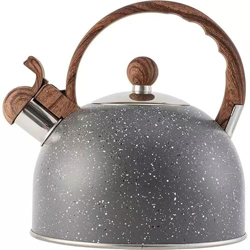 EFARMA Tea Kettle,whistling kettle, for All Hob/Stove, Gas, Induction, Food Grade Stainless Steel, Folding Handle, Thickened Three-Layer Composite Bottom(Grey,2.5L) (Color : Grey, Size : 2.5L), Gray