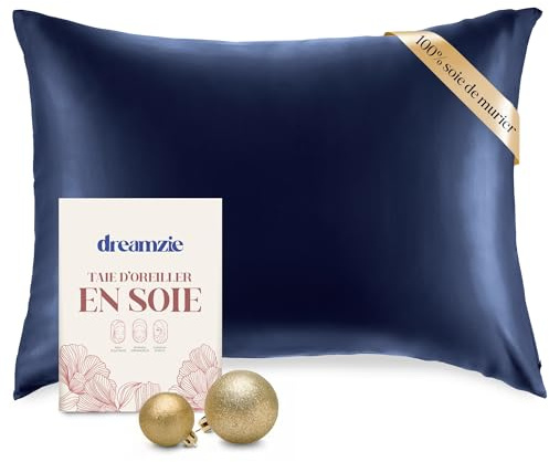 DREAMZIE Seidenkissenbezug 40 x 80 cm für Haar und Haut, Kissenbezüge Seide 19 Momme (Dunkelblau, 1 Stück)