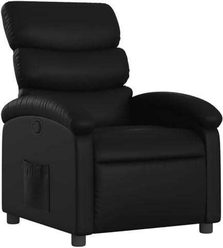 vidaXL Fauteuil Inclinable, Chaise de Relaxation avec Dossier et Repose-Pied Réglables, Siège avec Accoudoirs Salon, Moderne, Noir Similicuir
