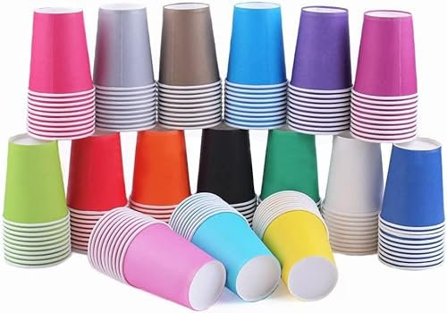 WANGZAIZAI Lot de 60 gobelets en carton de 250 ml multicolores biodégradables jetables pour mariage, enfants DIY, fournitures de fête, café, thé, boissons chaudes et froides, couleur aléatoire