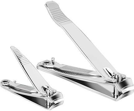 Foyscr 2-teiliges professionelles Nagel- und Fußnagelknipser-Set mit scharfer Feile, neutraler Edelstahl, strapazierfähig