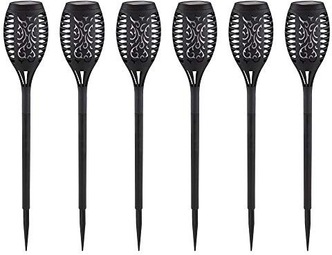 GLOBO Solarlampen für Außen Gartendeko Fackeln Gartenfackel, LED Feuereffekt IP44 Erdspieß, Höhe 59,5 cm, 6er Set