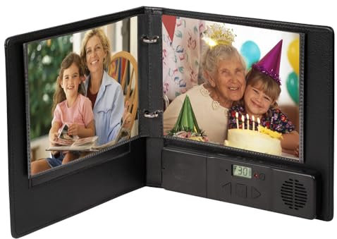 Talking Products, Album fotografico parlante con registrazione vocale e MP3. 2 ore di registrazione. Copertina in ecopelle e 30 pagine da 17,8 x 12,7 cm. Crea il tuo libro dei ricordi o libro di