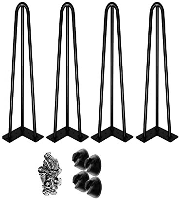 EUTYRG 4 Stück 28 Zoll/71 cm Lange Tischbeine aus Metall – Haarnadel-Tischbeine, Möbelfüße, Haarnadelbeine aus Stahl mit 3 stabilen Stangen (Schwarz H71CM)