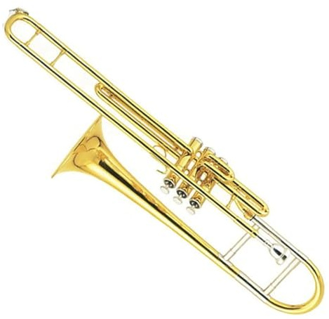 Posaunen Musikinstrumente Goldlackierte F-Klappe-Posaune mit Kolbenventil