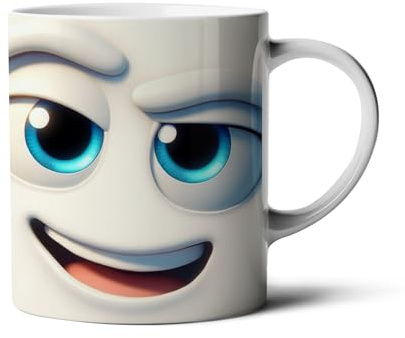 Hustling Sharks® Tasse mit Motiv - Smiley Gesichter - 330ml Spülmaschinenfest, Keramik - weiß, Tasse mit Smiley Gesicht, Tasse Büro, Motiv mit Smiley, verschiedene Smileys (Smiley Gesicht#4)