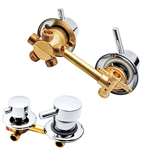 Vanne de dérivation 5 voies en laiton massif pour cabine de douche/hammam, robinet mitigeur eau froide et chaude, filetage 9 cm, robinet de baignoire G1/2, distance de trou de 12,5 cm