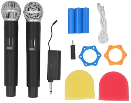 Professionellt Karaokemikrofonsystem Trådlös Mikrofonset Om 2 med Mottagare Handhållen Dynamisk Mikrofonset Sångmaskin