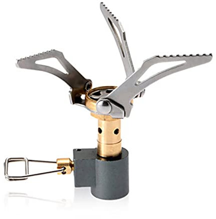 Yeory Backpacking Stove Survival Furnace Stove Mini Oven Outdoor Portable Folding Gas Camping Cooker Silver for Picnic Camping