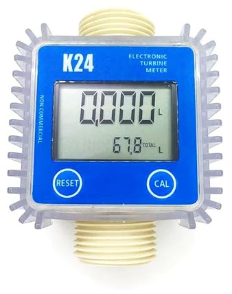 Durchflussmesser, Digitaler K24-Turbinendurchflussmesser 1-Zoll-vertikaler/horizontaler Dieselöl-Kraftstoffdurchflussmesser for Chemikalien, flüssiges Wasser,Intuitive Und Klare Ablesung(Blue Vertica