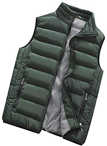 Generisch Jagdweste Herren, Steppweste Winter Outdoor Angelweste Bodywarmer Mit Taschen Lässig Funktionsweste Ärmellose Herren Daunen Weste Männer Schwarz Für (M, Army Green)