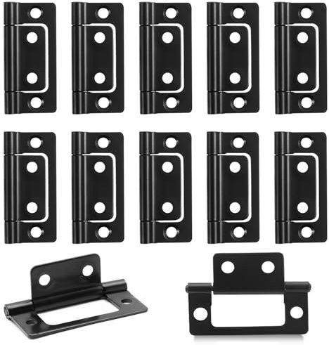 UICCVOKK 12 Pcs Black Flush Hinges, Flush Mount Bearing Mute No Mortise Hinges, No Noise Matt Black for Wooden Doors, Fence, Windows, Closet, Drawer, Boxe
