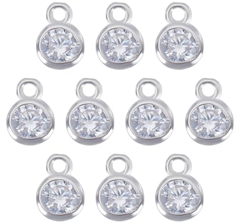 PH PandaHall Charm Anhänger Aus Sterlingsilber 10 Stück Zirkonia 925mm Flach Rund Charms Für Halsketten Armbänder Ohrringe Schmuckherstellung 4x5.5 Stück