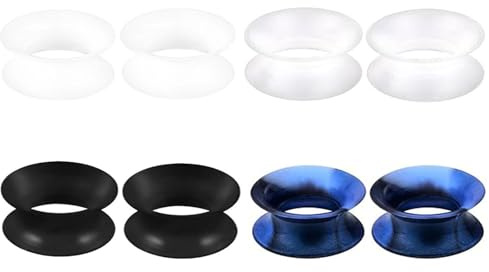 JENCVNL 4 Pair Silicone Ear Tunnel Plugs Set, Flexible Flesh Silicone Plugs Expander Double Flared Tunnel Ear Stretcher Piercing Jewellery Unisex, Gauges 6-25mm (6mm)