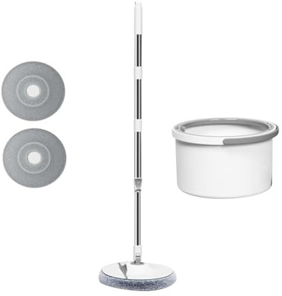 DimyFew Lámina de Baldosas Redondas de Mopas con Trapeador Y Cubo Auto-sesos 360 ° Girando