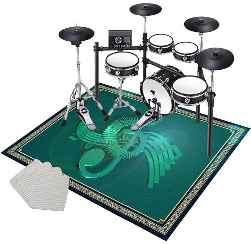 Drum Teppich Schlagzeug Teppich Schallschutz Teppich Schallschutzmatte rutschfeste Trommel Teppiche Schallschutzdecke für Bass Drum Snare, rutschfest Schalldicht Schlagzeugteppich 200 x 180 cm