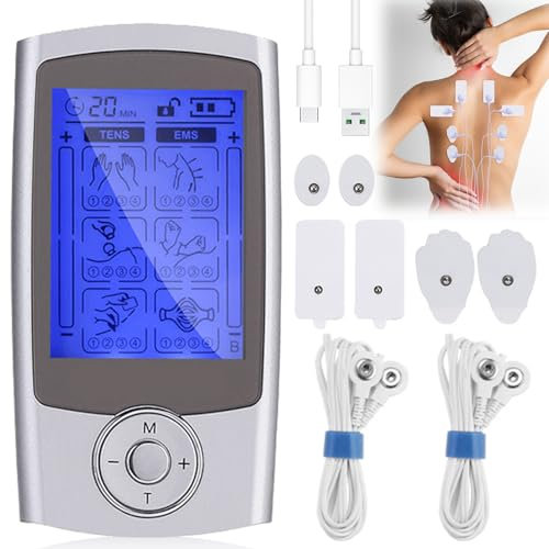 GBKDQQ TENS Gerät, Wiederaufladbare Reizstromgerät Gegen Schmerzen mit 24 Trainigsprogramme und 2 Kanäle Gerät Schmerztherapie EMS Gerät zur Muskelentspannung Schmerzlinderung
