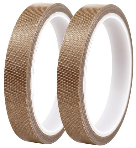 VZU 2 nastri in teflon, 15 mm x 10 m x 0,18 mm, resistenti al calore fino a 300 °C, autoadesivi, in vetro PTFE, resistenti al calore, per macchine sottovuoto, etichette per cavi