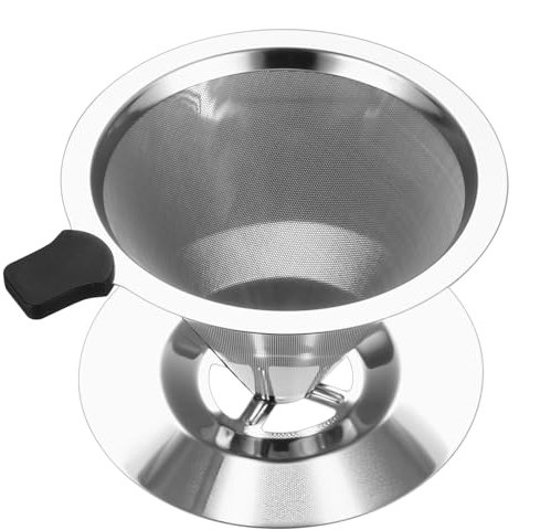Pour Over Coffee Filter, Stainless Steel Coffee Dripper, 600 Mesh Reusable Paperless Drip Cup Stainless Steel Coffees Filter Cone forCoffee Maker, 1-2 Cups