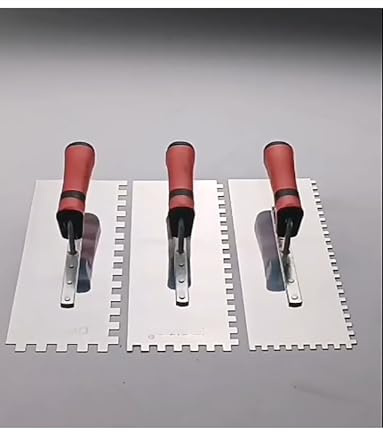 Stainless Steel Plastering Trowel Set, Ash Spoon Set, Notched Spreading Trowel, for Thinset, Or Cement-Based Adhesives(Sharp-Toothed Trowel Set)