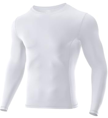 Niksa Men's Compression Long Sleeve T Shirt Muscle Fit Gym Top, 1 or 2 Packs Breathable Quick Dry Base Layer for Running Training Cycling Work, Slim Crew Neck Active Wear Clothes