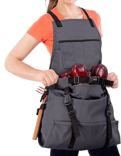 Grembiule da raccolto, con incrocio sulla schiena, impermeabile, con tasche a sgancio rapido, per uomini e donne, per lavoro, cucina, grigliata, , patio, frutta, cucina, chef e festa della mamma